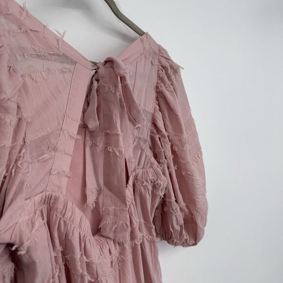Altar’d State Puff Sleeve Babydoll Mini Dress Women’s Size S Pink Pockets NWT - Picture 6 of 11
